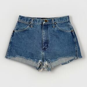 Reformation x Wrangler Women's High Rise Distressed Denim Shorts Size 26 Blue